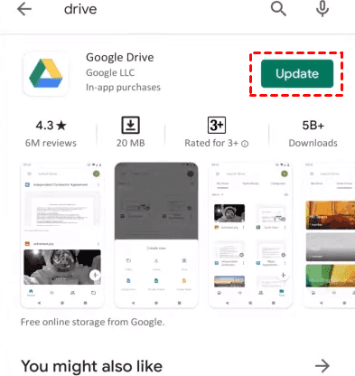 Update Google Drive on Android