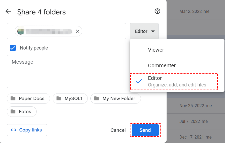 Google rive Shared Folders Editor