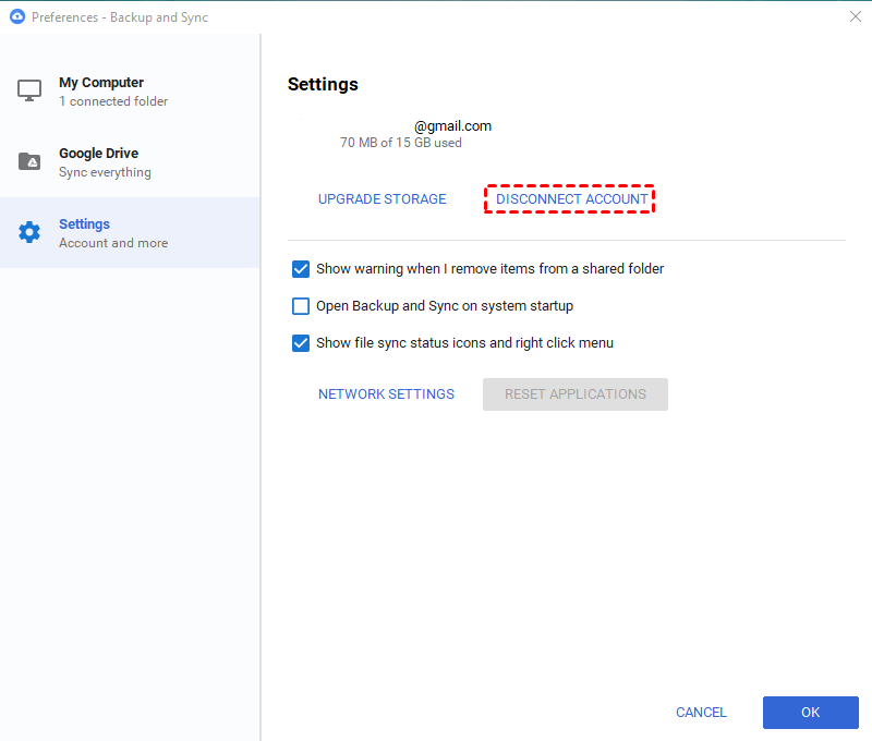 Google Drive Backup And Sync Disconnect