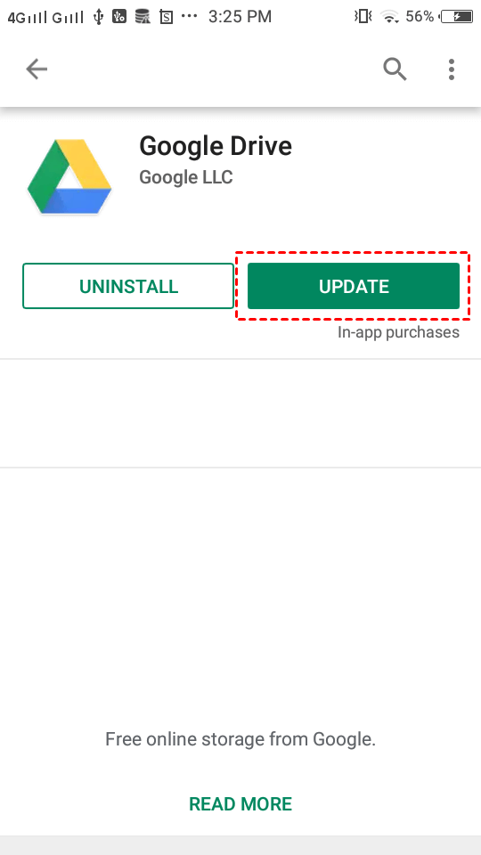 Update Google Drive Android