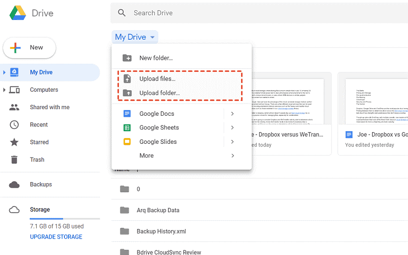 Upload Files To Googledrive