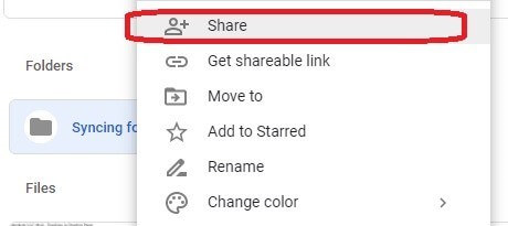 Googledrive Select Share