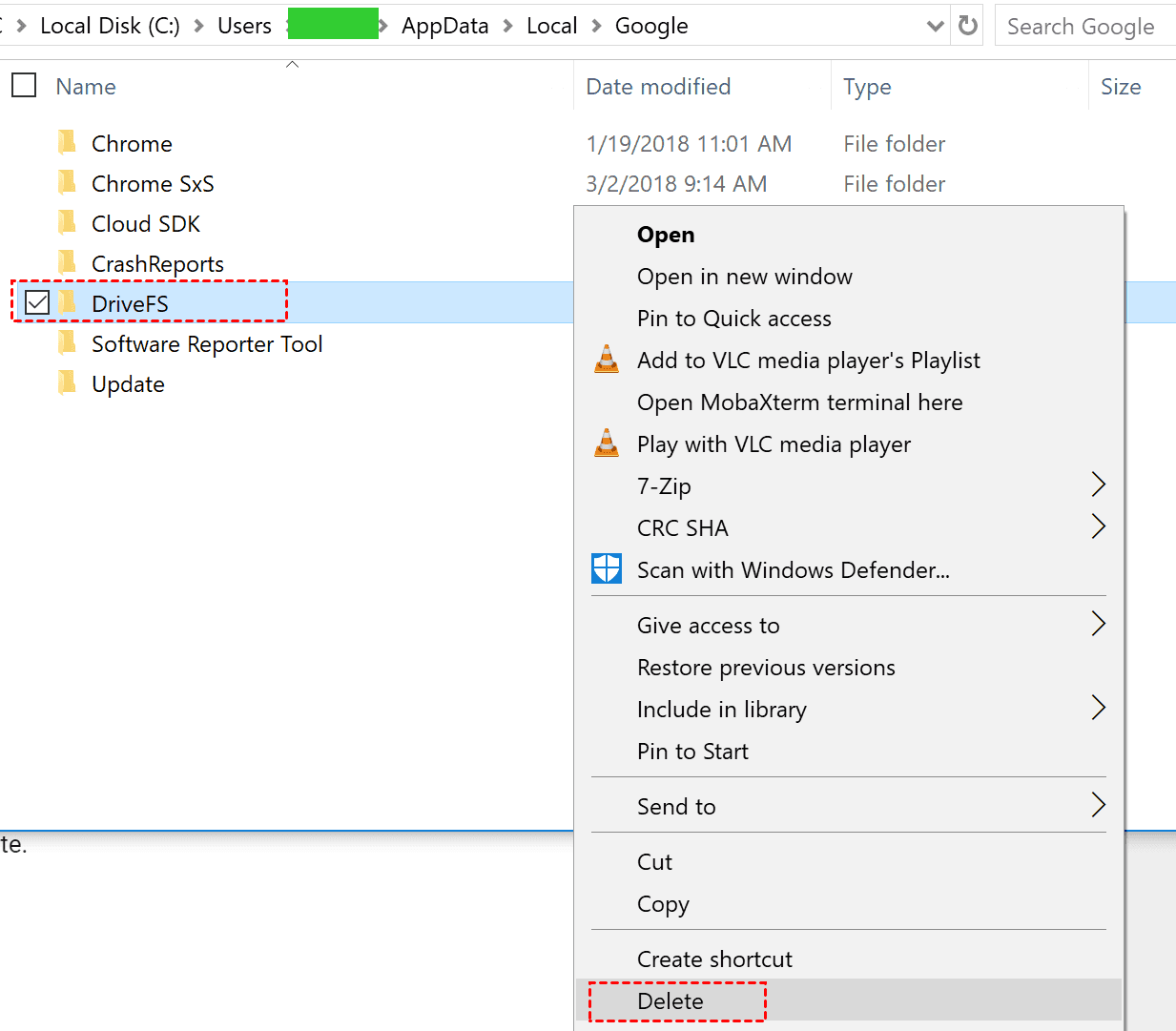 Delete File Stream Cache Folder Windows