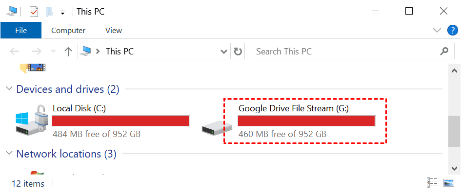 Google Drive File Stream Disk Full