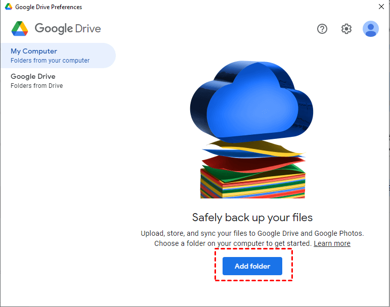 Google Drive Add Folder to Backup