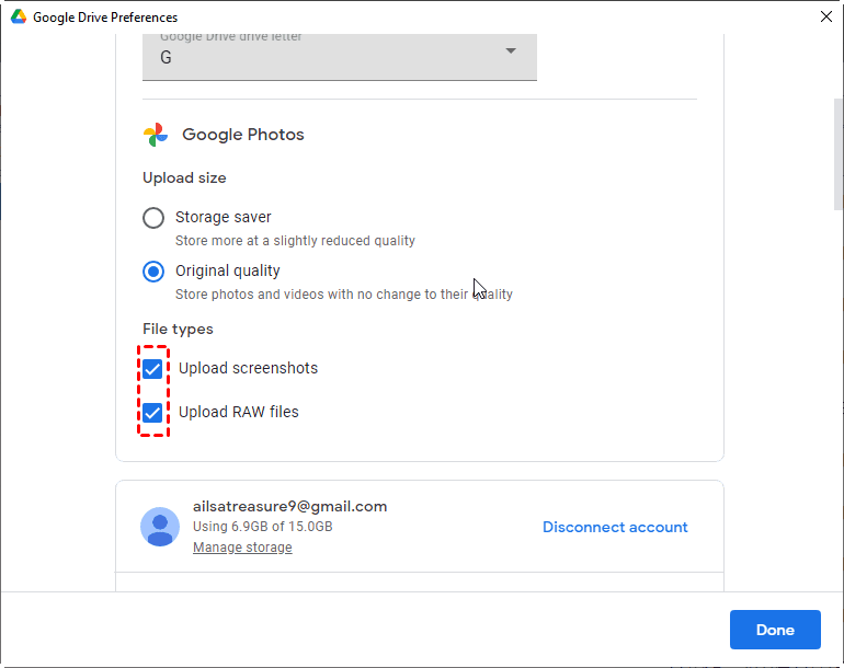 Google Drive Preferences File Types