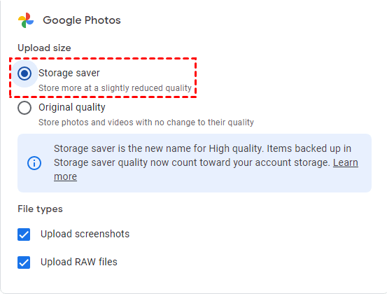 Google Photos Upload Size