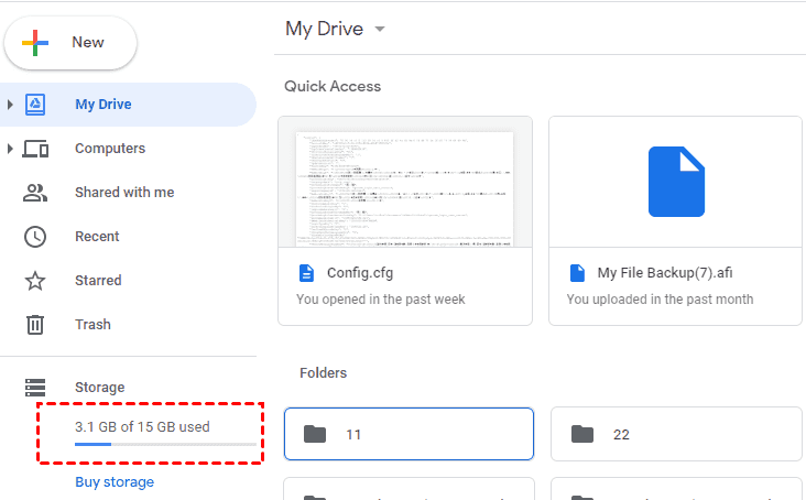 Check Google Drive Storage Space