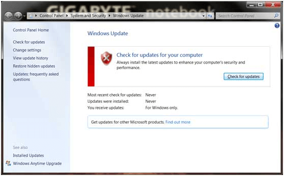 Check for Updates Windows 7