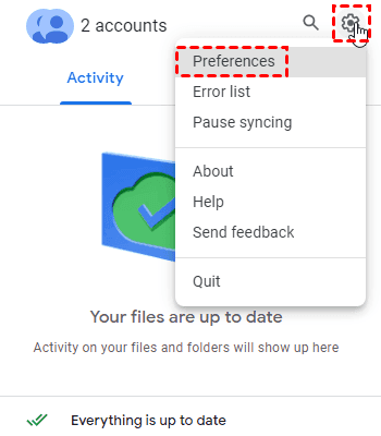 Google Drive Settings Preferences