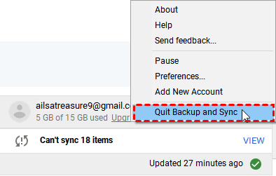 Quit Google Backup Sync Quit Google Backup Sync