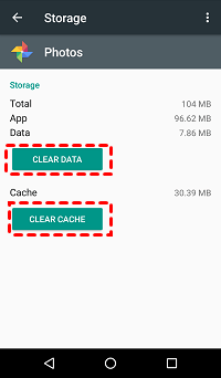 Google Photos clear cache data