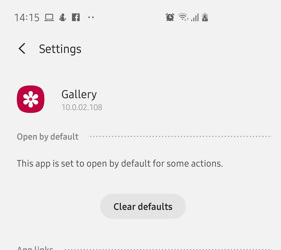 Samsung Gallery Clear Defaults