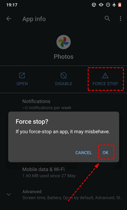 Force Stop Google Photos