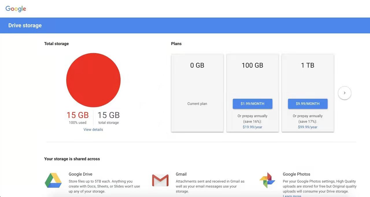 Gmail Storage Full