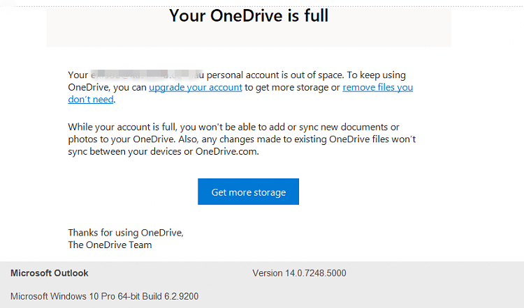 Your OneDrive is Full