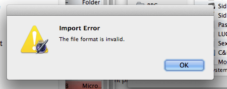 Invalid File Format