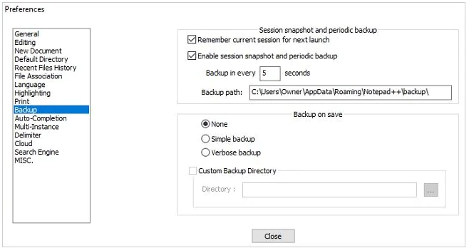 notepad backup locqation notepad backup locqation