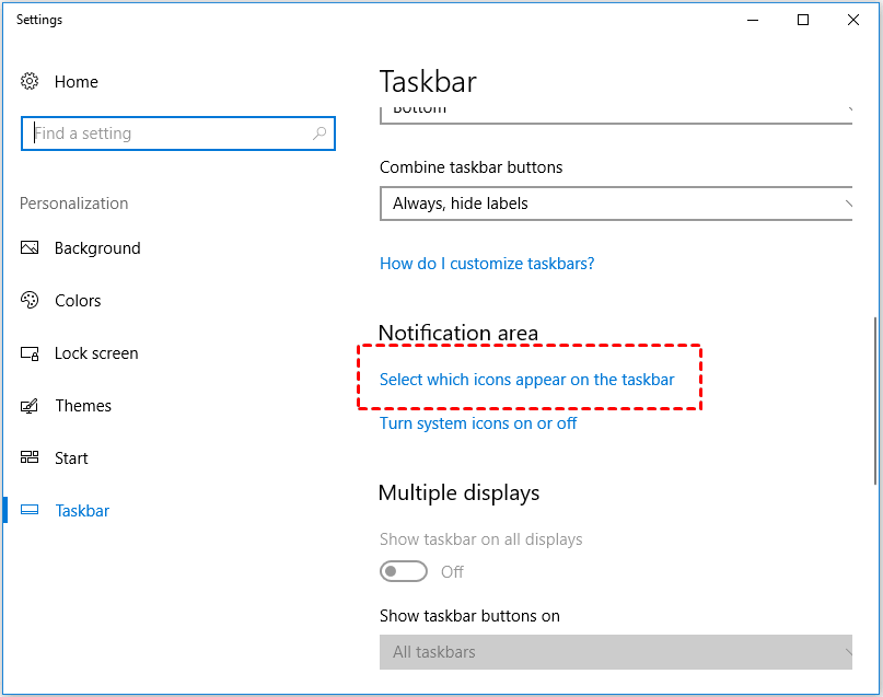 Select Which Icons Appear On The Taskbar