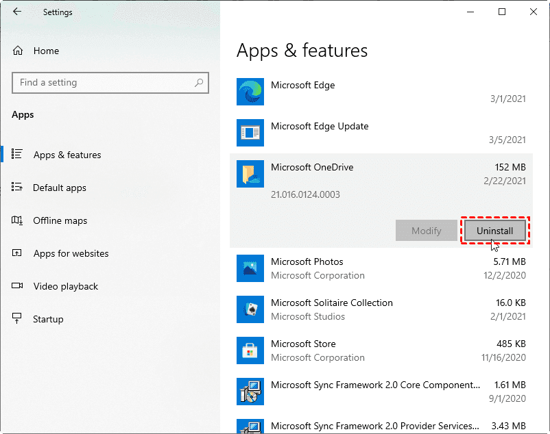 Microsoft OneDrive uninstall