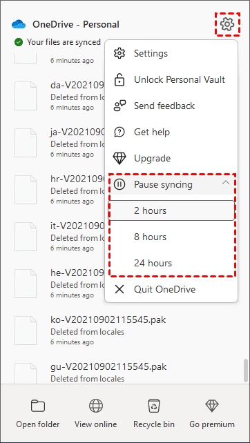 OneDrive Pause Syncing