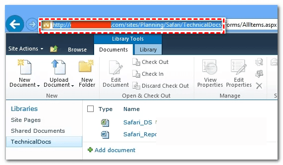 Copy URL to OneDrive