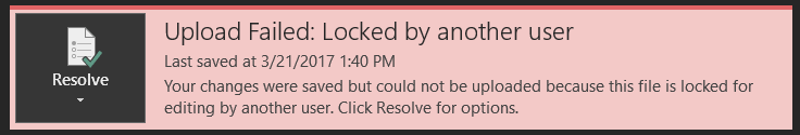 Onedrive Upload Failed Locked by another user