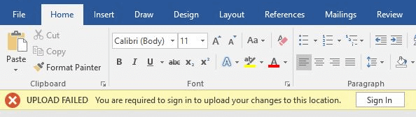 OneDrive Upload Failed You are required to sign in