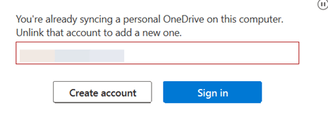 You Are Alraedy Syncing A Personal Onedrive
