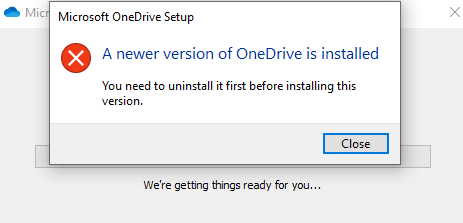 A New Version of OneDrive is Installed