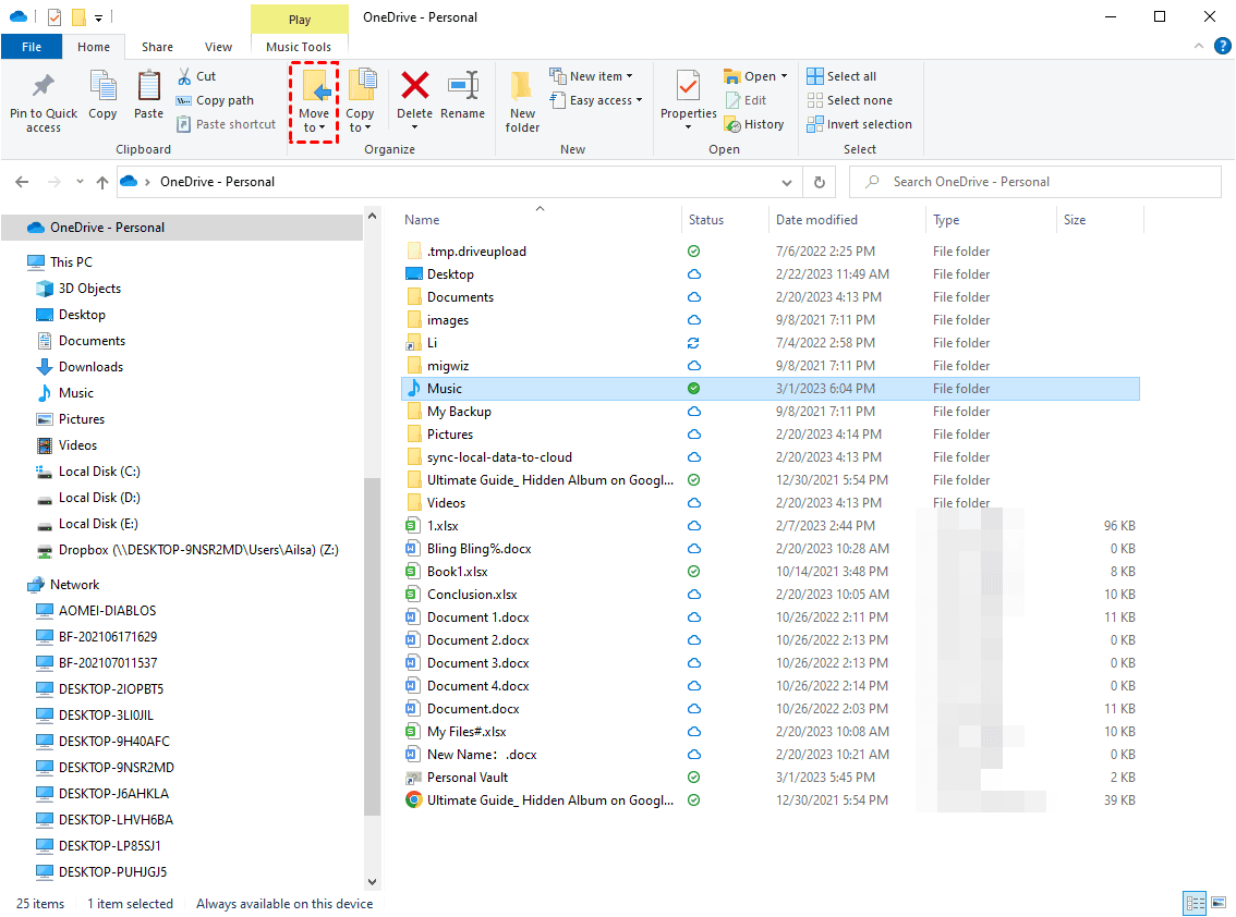 Move OneDrive Folder to Another Location