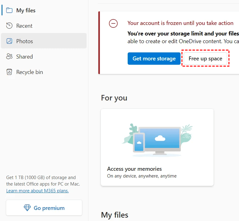 Free up Space on OneDrive