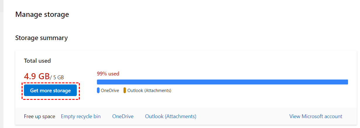 Get More Storage OneDrive