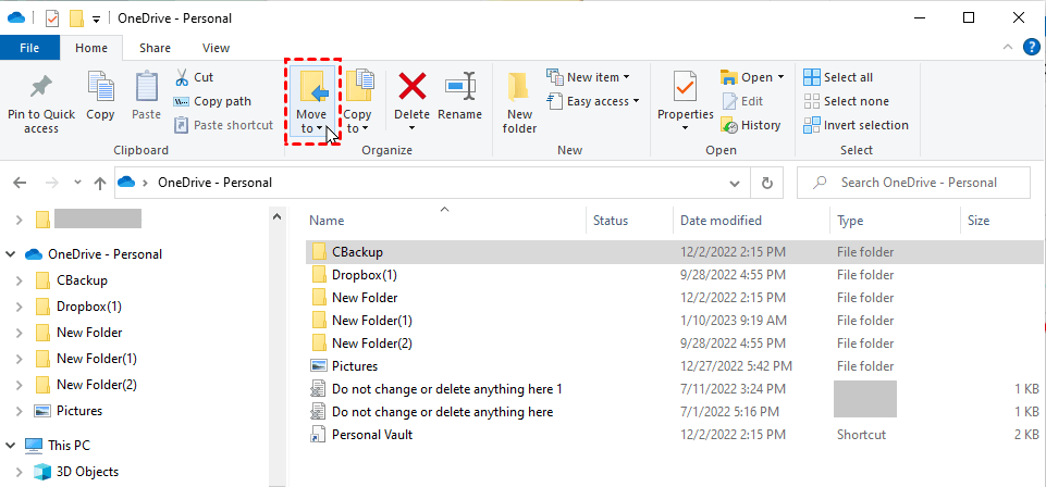Move OneDrive Folder to