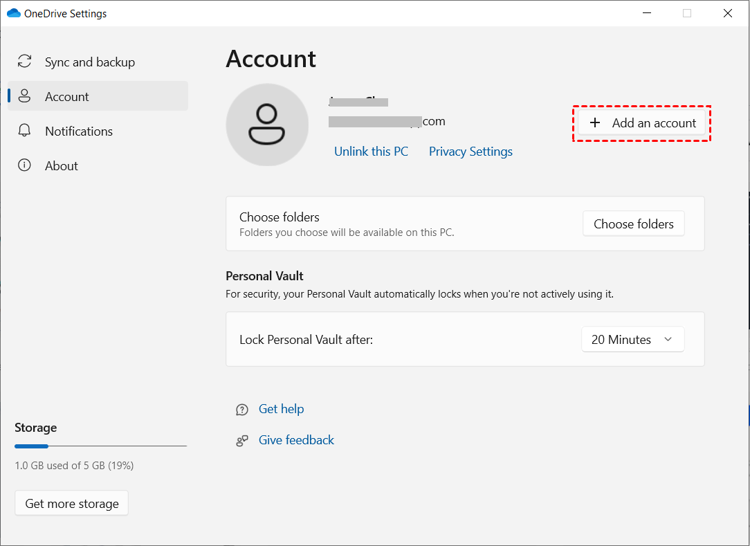 OneDrive Add an Account
