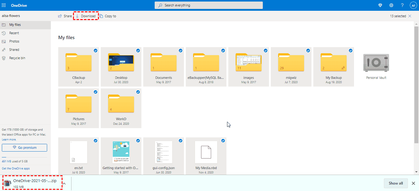 OneDrive Download All Files