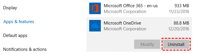 Uninstall OneDrive