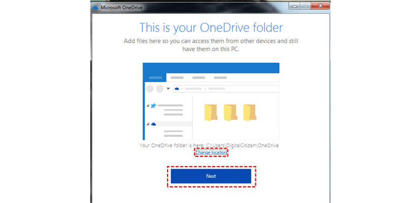 OneDrive Change Location Windows 7