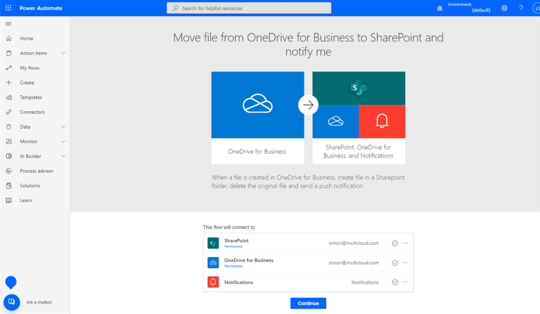 OneDrive to SharePoint Automate