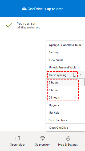 Pause Onedrive Incremental Sync