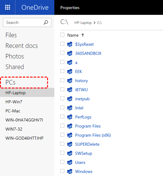 PCs enabled OneDrive access