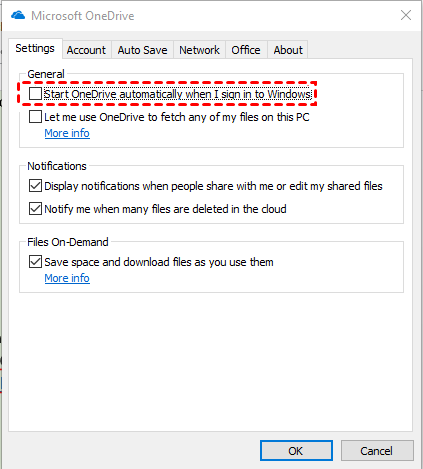 Stop OneDrive from Automatic Startup
