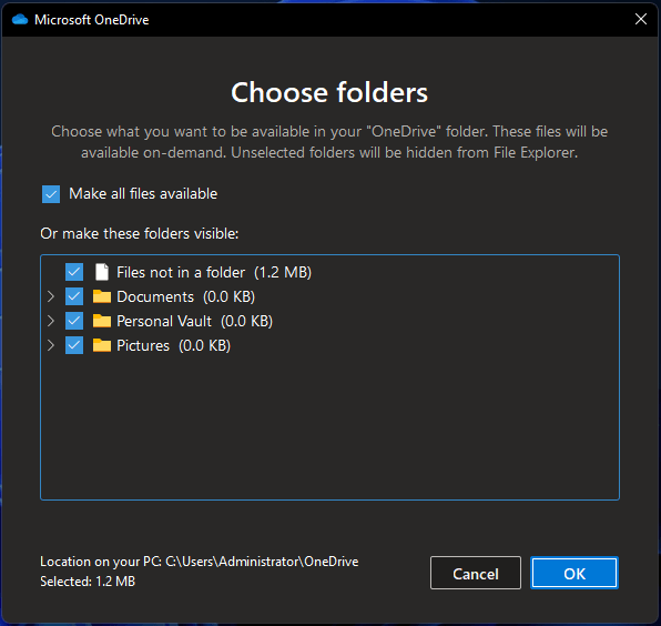 Choose Folders Window