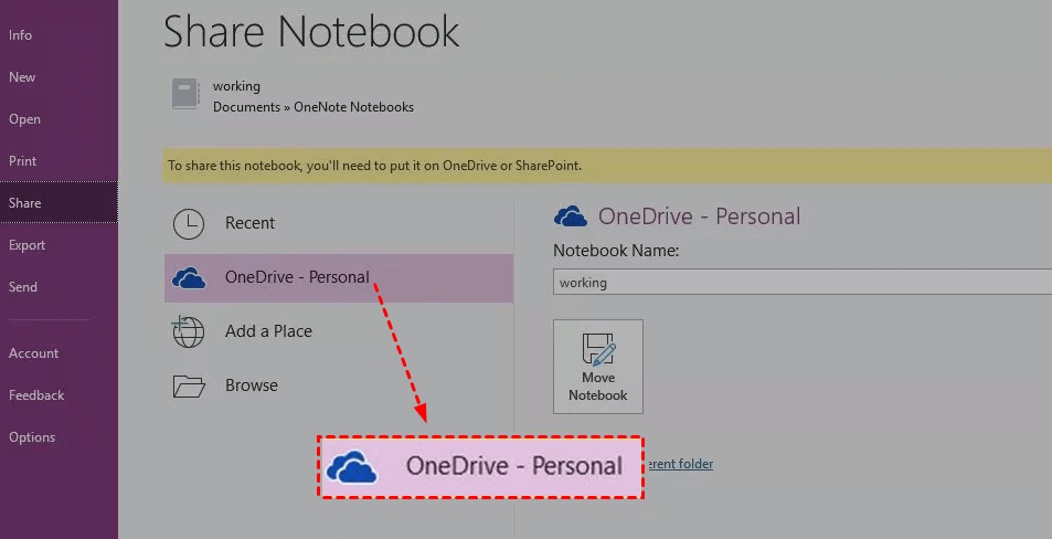Select OneDrive