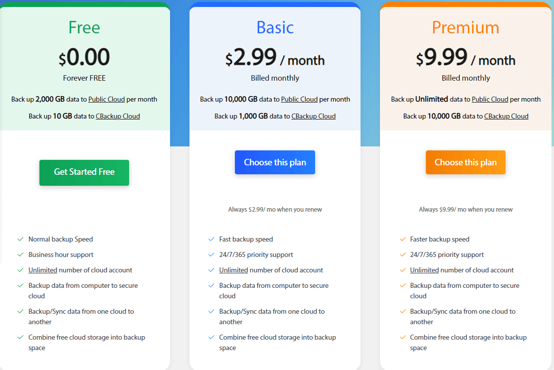Cbackup Pricing Cbackup Pricing