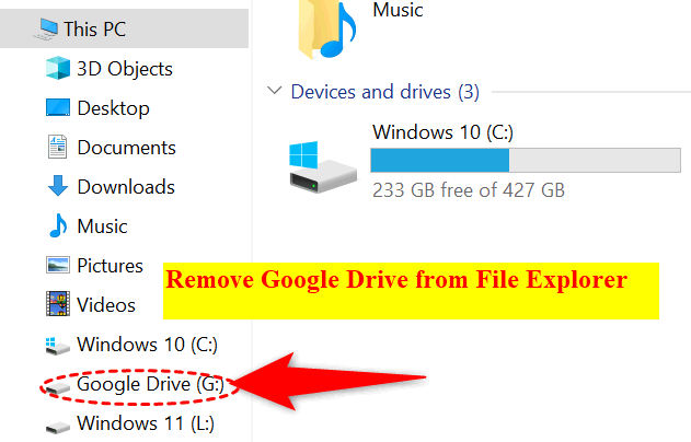 Remove Google Drive From File Explorer