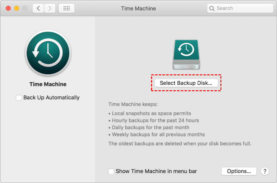 Select Backup Disk