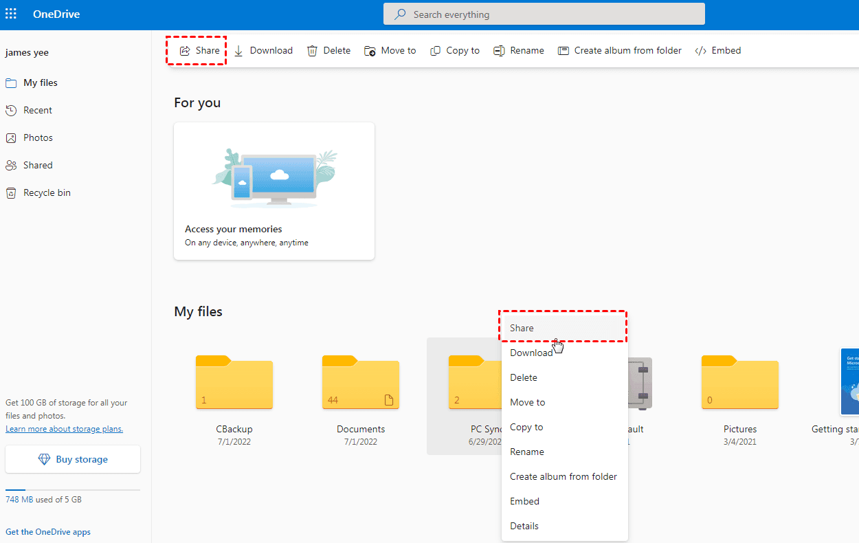 Share OneDrive Folder
