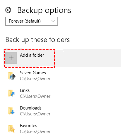 Back up Folders Add A Folder