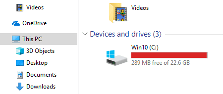 C Drive out of Space Windows